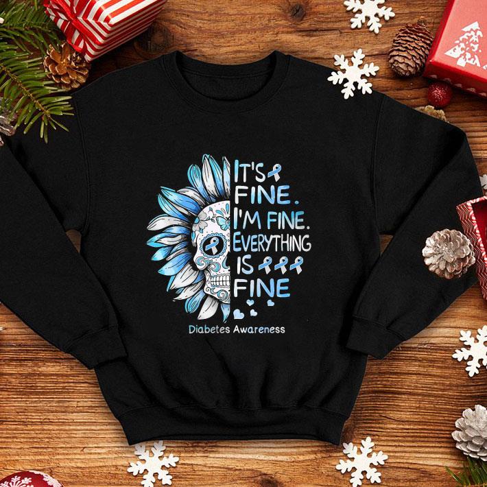 Sugar Skull Sunflower I’m Fine Everything’s Fine Diabetes Awareness shirt