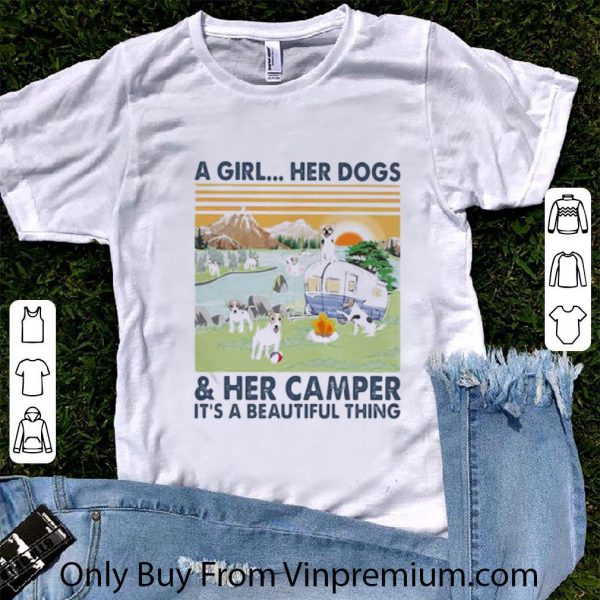 Hot Vintage Jack Russell A Woman Her Dog Paw & Her Camper shirt 1