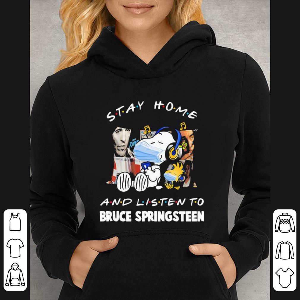 Hot Snoopy Mask Stay Home And Listen To Bruce Springsteen Coronavirus shirt