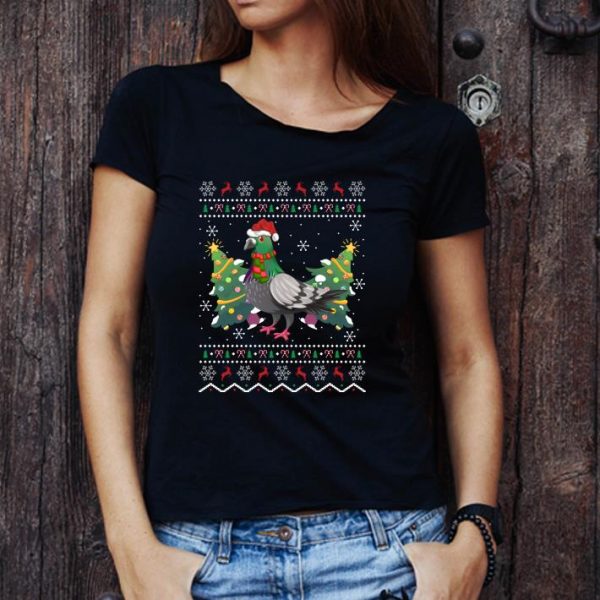 Nice Santa Hat Pigeon Bird Xmas Ugly Christmas shirt 1