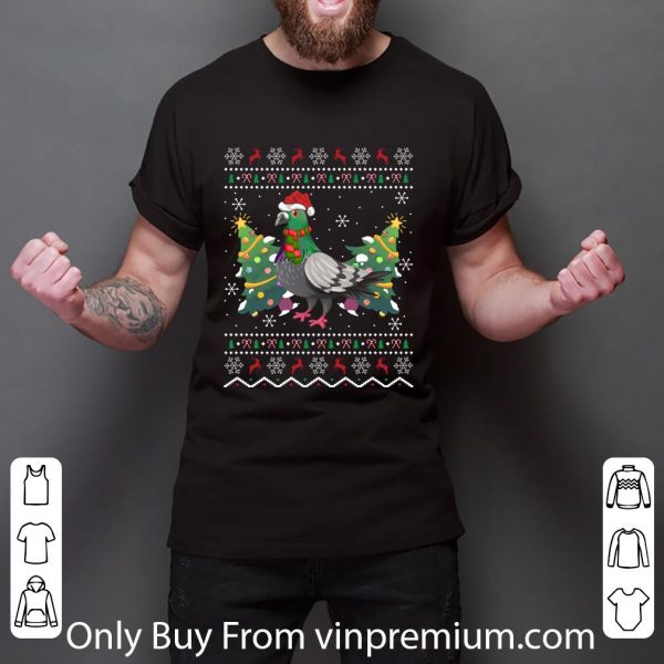 Nice Santa Hat Pigeon Bird Xmas Ugly Christmas shirt 3