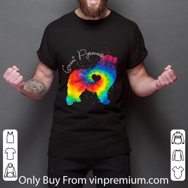 Original Great Pyrenees Tie Dye Rainbow Dog Lover shirt 3