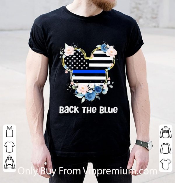 Pretty Mickey Mouse Back The Blue American Flag Independence Day Flowers shirt 2
