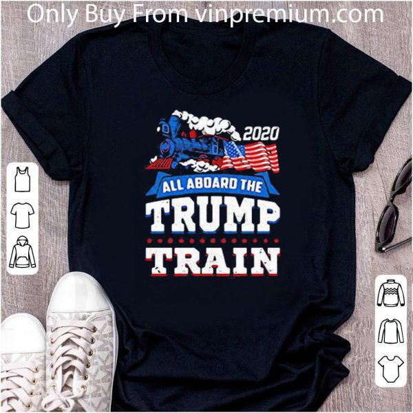 Official All Aboard The Trump Train American Flag 2020 shirt 2