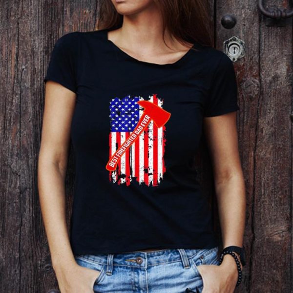 Top Father's Day Best Firefighter Dad Ever American Flag shirt 1