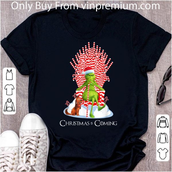 Premium Grinch Is Coming Candy Cane Throne Game Of Throne Christmas shirt 2