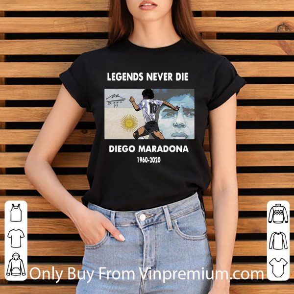 Great RIP Legends Never Die Diego Maradona 1960-2020 Signature shirt 3