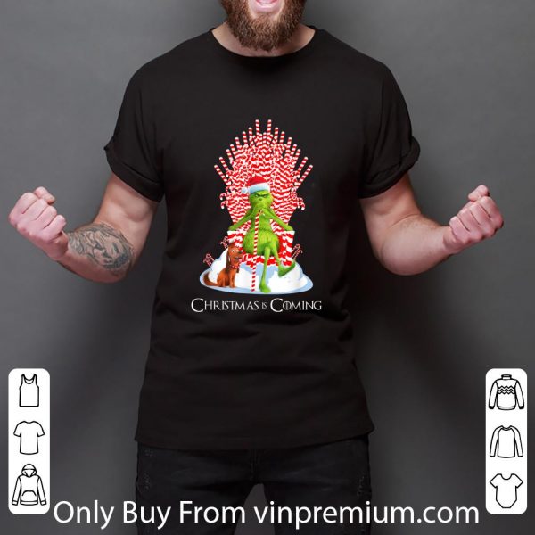 Premium Grinch Is Coming Candy Cane Throne Game Of Throne Christmas shirt 3