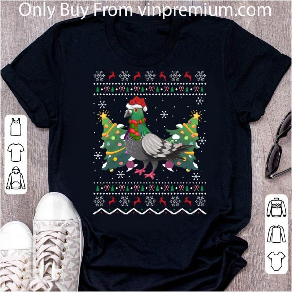 Nice Santa Hat Pigeon Bird Xmas Ugly Christmas shirt 2