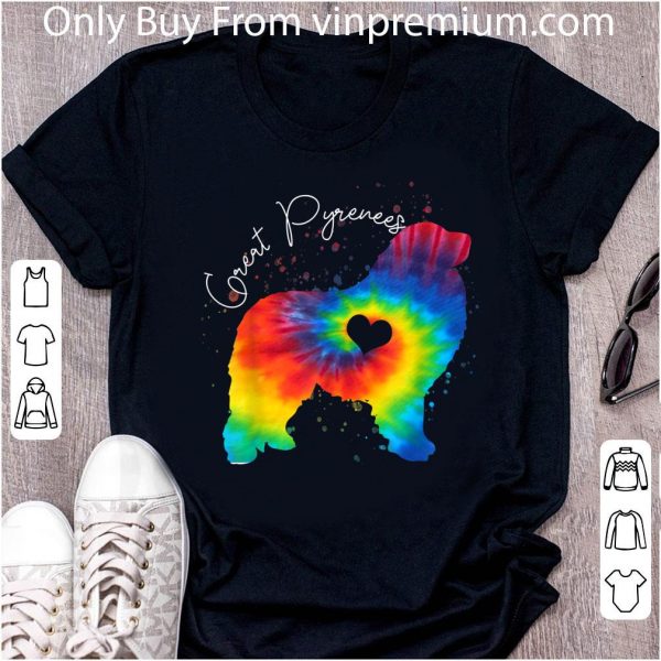 Original Great Pyrenees Tie Dye Rainbow Dog Lover shirt 2