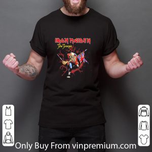 Pretty Iron Maiden Band The Trooper Eddie Holding British Flag shirt 5