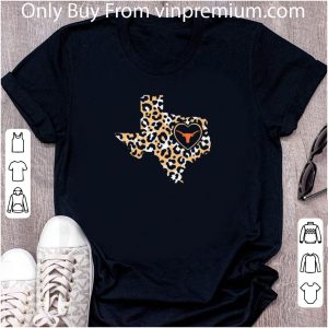 Hot Longhorn Texas Map Leopard Heart Logo shirt 4