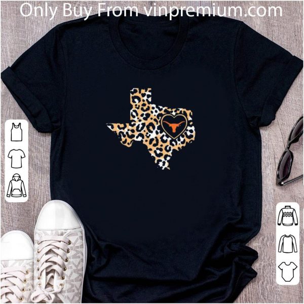 Hot Longhorn Texas Map Leopard Heart Logo shirt 2