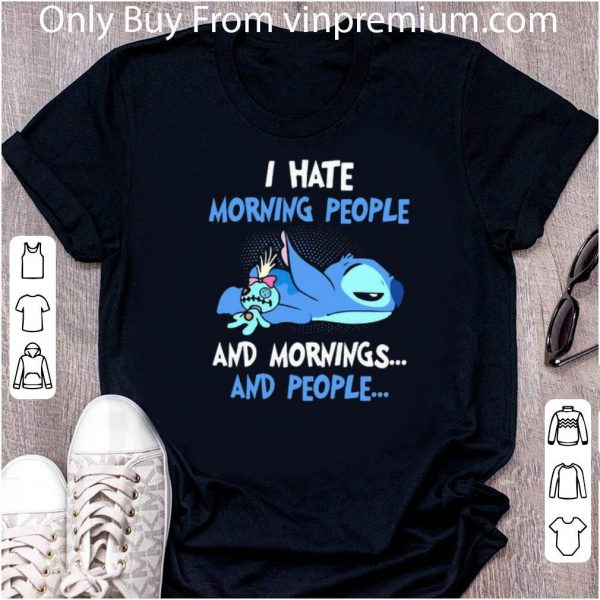 Pretty Stitch Sleeping I Hate Morning People And Mornings And People shirt 2