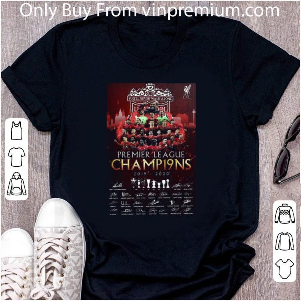 Pretty Liverpool Football Club Premier League Champions 2019 2020 Signatures shirt 2