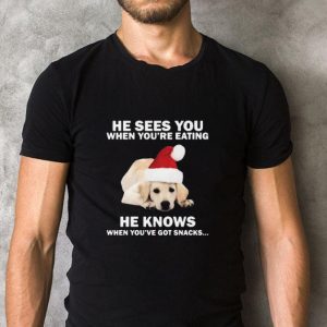 Awesome Labrador He Sees You When You’re Eating He Knows When You’ve Got Snacks Christmas shirt 4