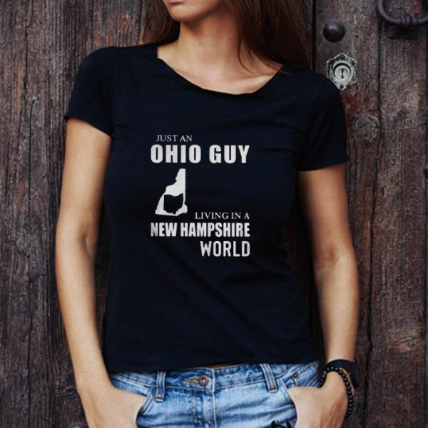 Pretty Just An Ohio Guy Living In A New Hampshire World Map shirt 1