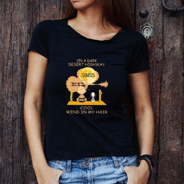 Awesome Charlie Brown And Snoopy Eagles On A Dark Desert Highway Guitar Lake shirt 1