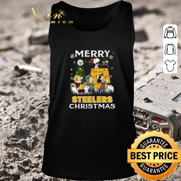 Funny The Peanuts Pittsburgh Steelers Merry Christmas Tree Sweater shirt 2