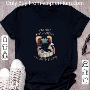 Premium Black Cat I’m Not Anti-social I’m Anti-stupid shirt 4