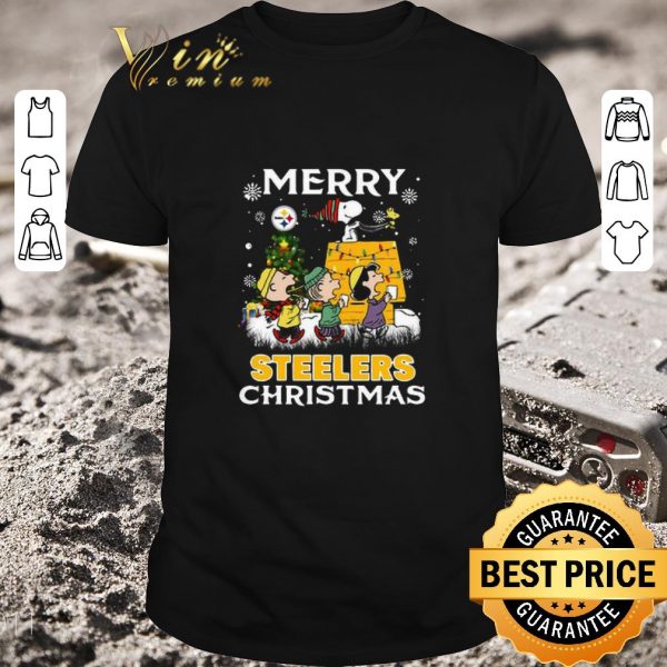 Funny The Peanuts Pittsburgh Steelers Merry Christmas Tree Sweater shirt 1