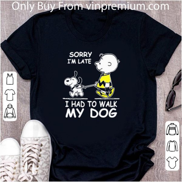 Top Snoopy And Charlie Brown Sorry I’m Late I Had To Walk My Dog shirt 2