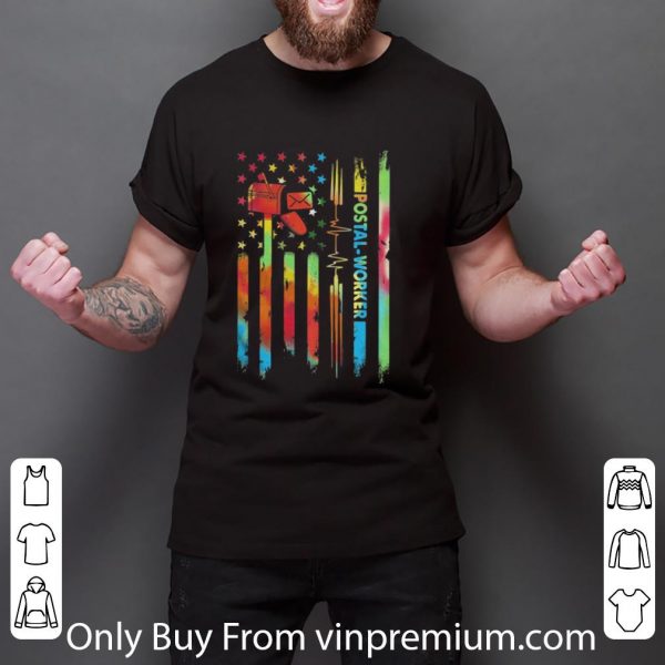 Awesome Postal Worker Hippie American Flag Independence Day shirt 3