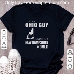 Pretty Just An Ohio Guy Living In A New Hampshire World Map shirt 4