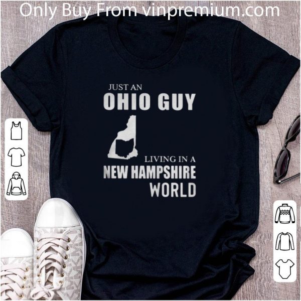 Pretty Just An Ohio Guy Living In A New Hampshire World Map shirt 2