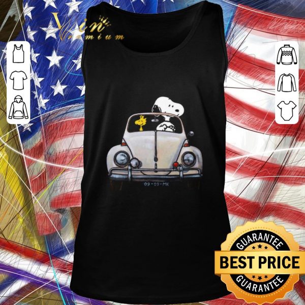Awesome Snoopy And Woodstock Driving Volkswagen Beetle shirt 2
