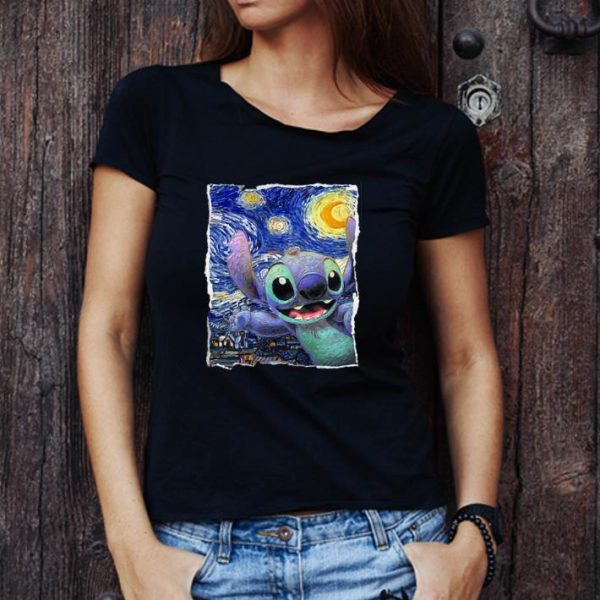 Pretty Disney Stitch Mashup Van Gogh Starry Night shirt 1