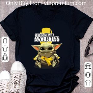 Hot Baby Yoda Hug Childhood Cancer Awareness Star Wars Mandalorian shirt 4
