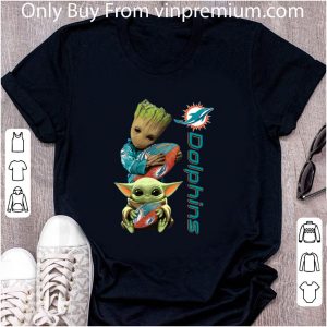 Top Baby Groot And Baby Yoda Hug Miami Dolphins shirt 4
