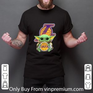 Premium Baby Yoda hugs Los Angeles Lakers Star Wars Mandalorian shirt 5