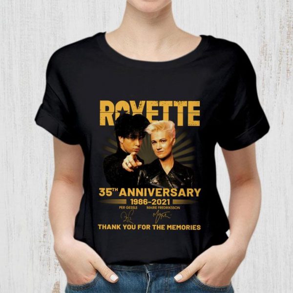 Awesome Roxette Band Rock 35th Anniversary 1986-2021 Signatures shirt 2