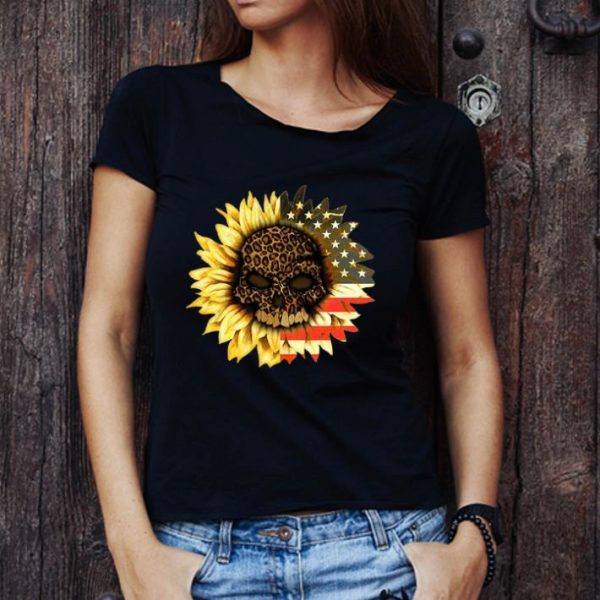 Premium American Flag Leopard Print Skull In Sunflower shirt 1