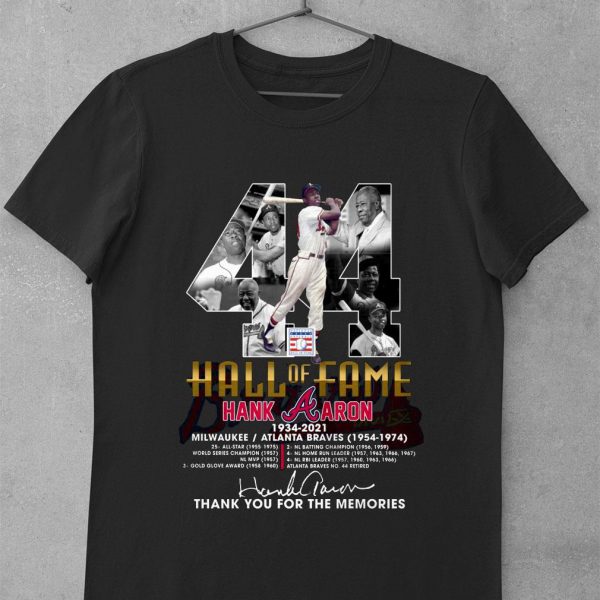 Awesome Hall Of Fame Hank Aaron 1934-2021 Milwaukee Braves Atlanta Braves 1954-1974 Signed shirt 1