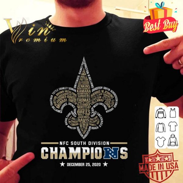 Hot Names New Orleans Saints NFC South Division Champions December 2020 shirt 2