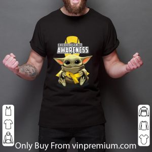Hot Baby Yoda Hug Childhood Cancer Awareness Star Wars Mandalorian shirt 5