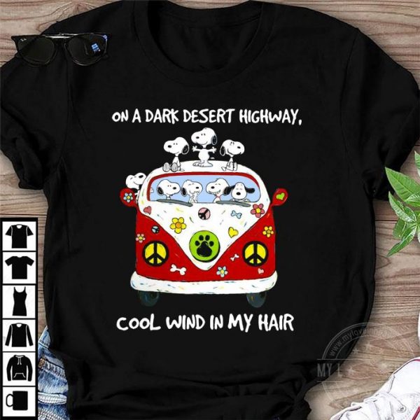Official Hippie Bus Snoopy On A Dark Desert Highway Cool Wind In My Hair shirt 1