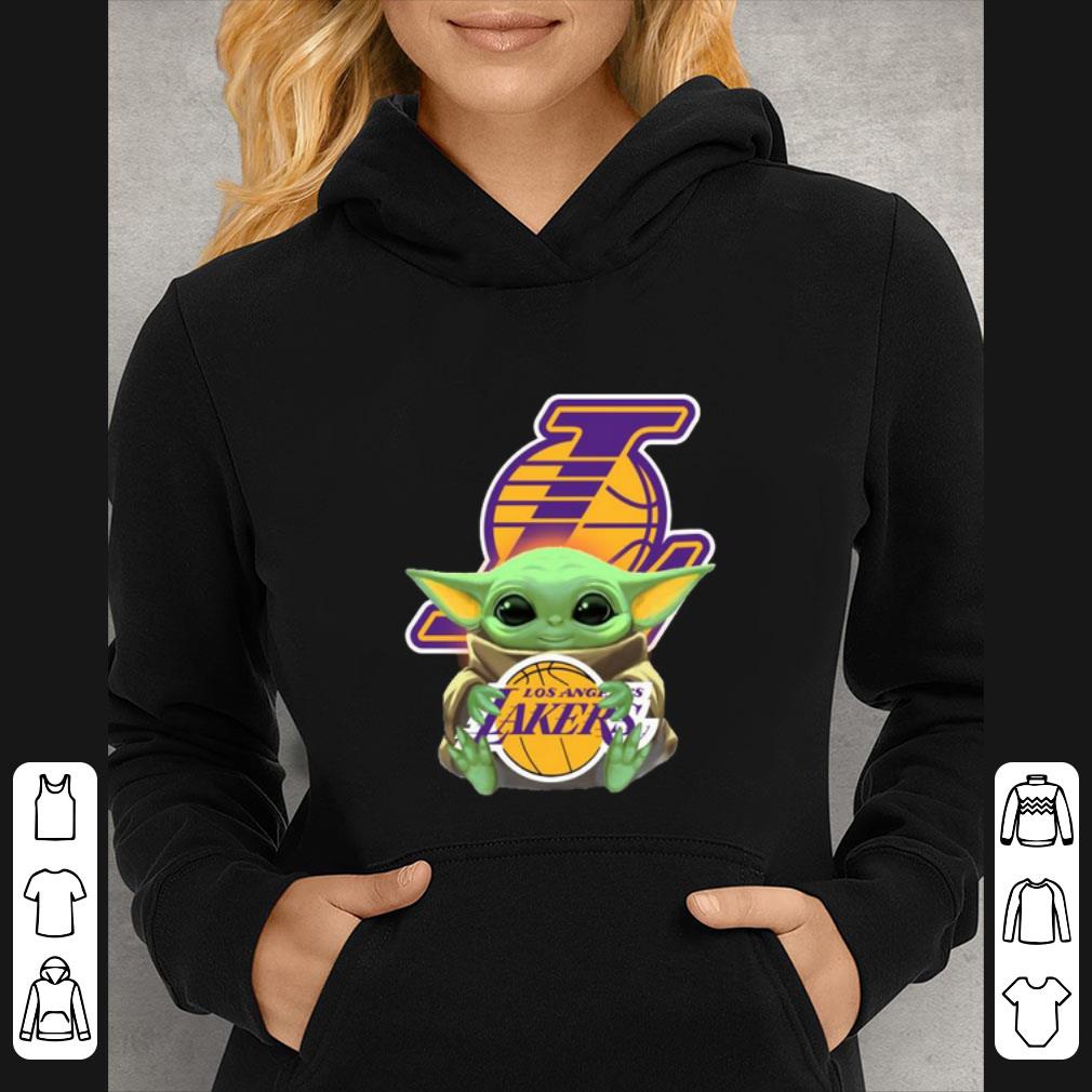 Premium Baby Yoda hugs Los Angeles Lakers Star Wars Mandalorian shirt