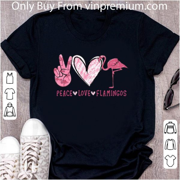 Hot Peace Love Pink Diamonds Flamingos shirt 2