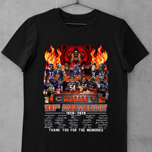 Awesome NFL Chicago Bears 100th Anniversary 1920-2020 Signatures shirt 1