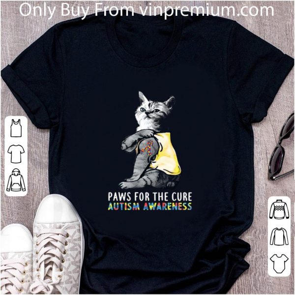 Nice Cat Paws For The Cure Autism Awareness shirt 2