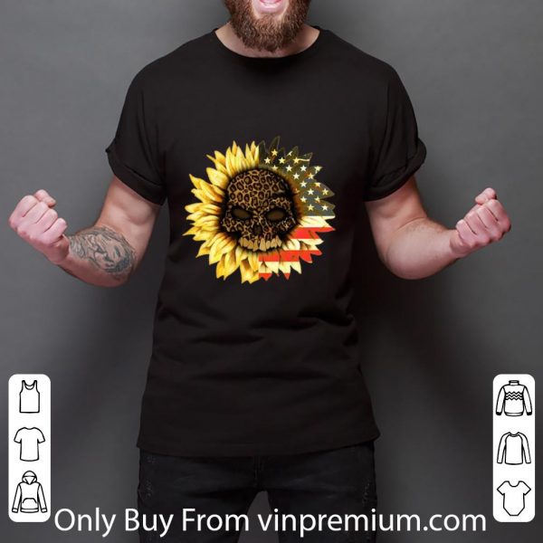 Premium American Flag Leopard Print Skull In Sunflower shirt 3