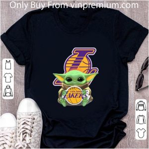 Premium Baby Yoda hugs Los Angeles Lakers Star Wars Mandalorian shirt 4