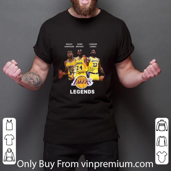 Premium Magic Johnson Kobe Bryant Lebron James Los Angeles Lakers legends shirt 3