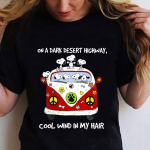 Official Hippie Bus Snoopy On A Dark Desert Highway Cool Wind In My Hair shirt 5