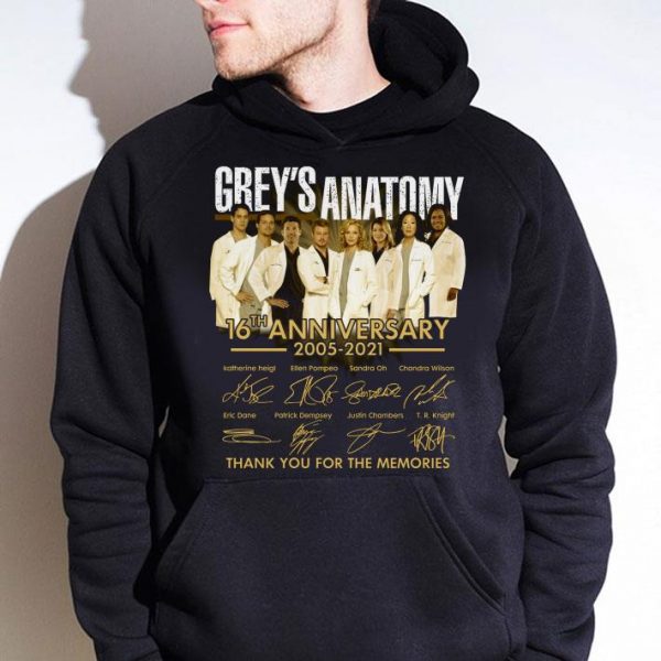 Funny All character Grey's Anatomy 16th Anniversary 2005-2021 Signatures shirt 4