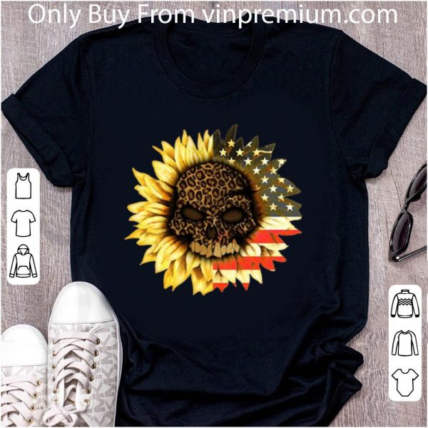 Premium American Flag Leopard Print Skull In Sunflower shirt 2
